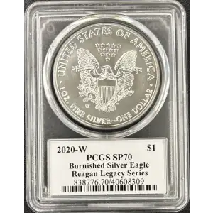 2020 W Burnished Silver Eagle PCGS SP-70 Reagan Legacy Series
