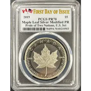 2019 $5 Maple Leaf Silver Modified PR Pride of Two Nations, U.S. Set FDI U.S. Mint Release (2)