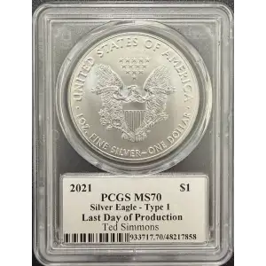 2021 $1 Silver Eagle - Type 1 Last Day of Production Legends of Life Ted Simmons Ted Simmons (2)