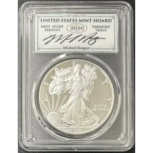 2016-W (2020) $1 Silver Eagle WP Mint Hoard 30th Ann Lettered Edge Reagan Blue, DCAM