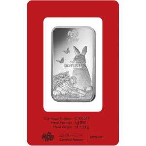 2023 1oz PAMP Silver Bar: Lunar Year of The Rabbit (2)